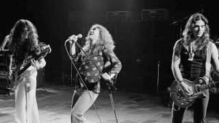 Deep Purple’s Glenn Hughes, David Coverdale and Tommy Bolin onstage in 1975