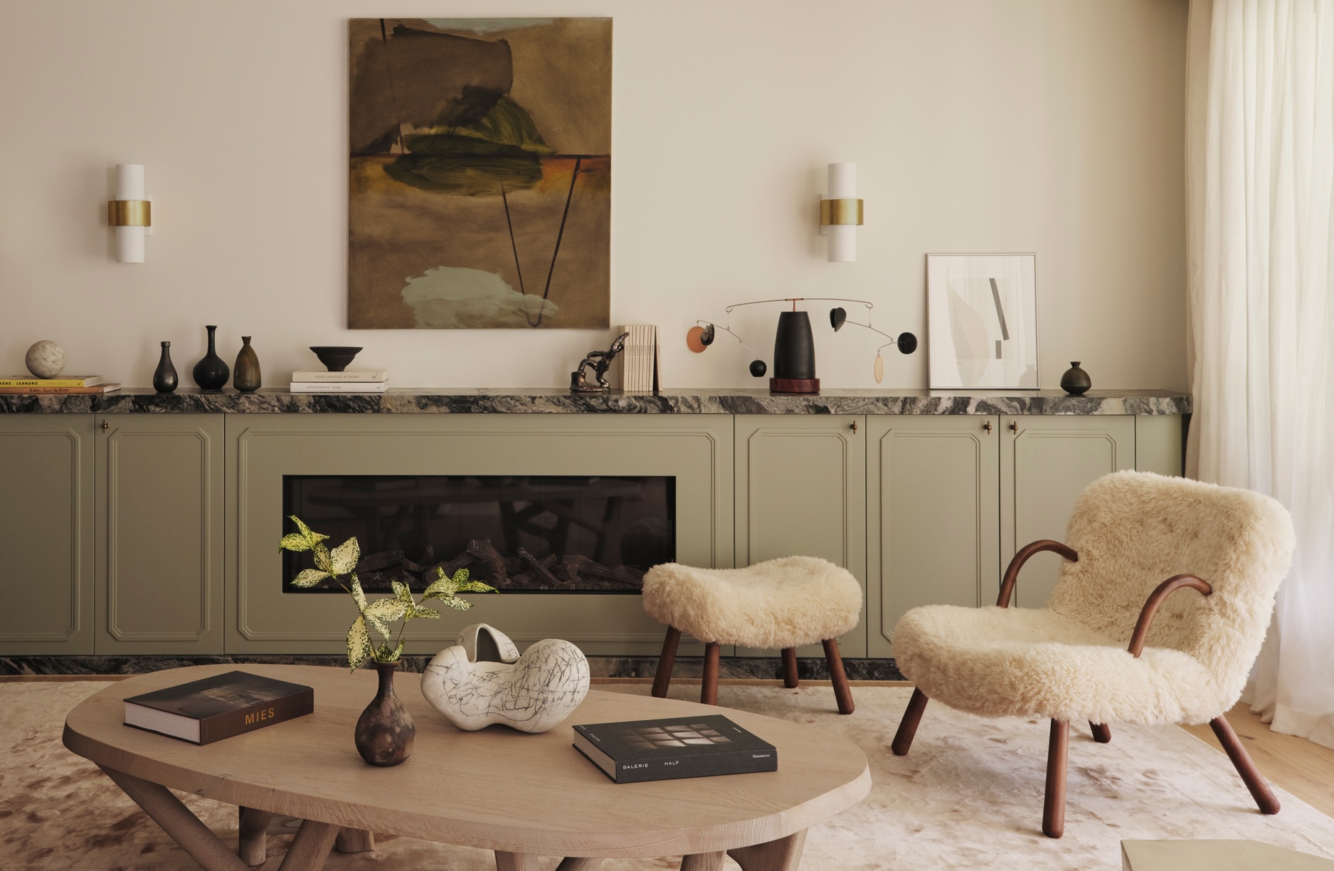 A compact living room with discreet built-in storage