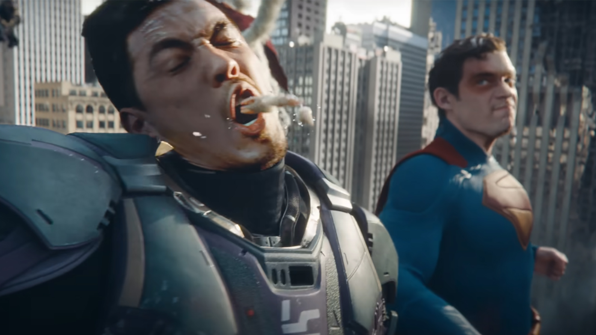 Superman literally punching the teeth out of one of Lex Luthor&#039;s troops