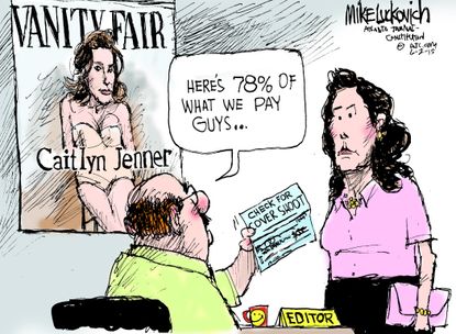 Editorial cartoon Caitlyn Jenner Wages