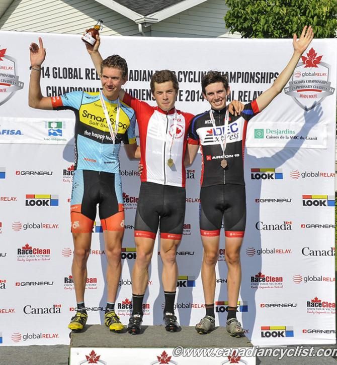 U23 men podium: Kristofer Dahl, Benjamin Perry, Jay Lamoureux