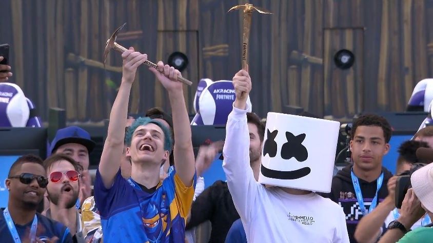 ninja and marshmello win fortnite celebrity pro am winning 1m for charity pc gamer - ninja and marshmallow fortnite