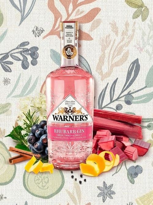 Warner&rsquo;s Rhubarb Gin 70cl, Premium Fruit Gin, Flavoured Gin, Great for Gin Gifts, Naturally Pink Gin With Real Rhubarb Juice, Ideal for Gin Based Cocktails Inc. Gin & Tonic, Tom Collins, or a Martini