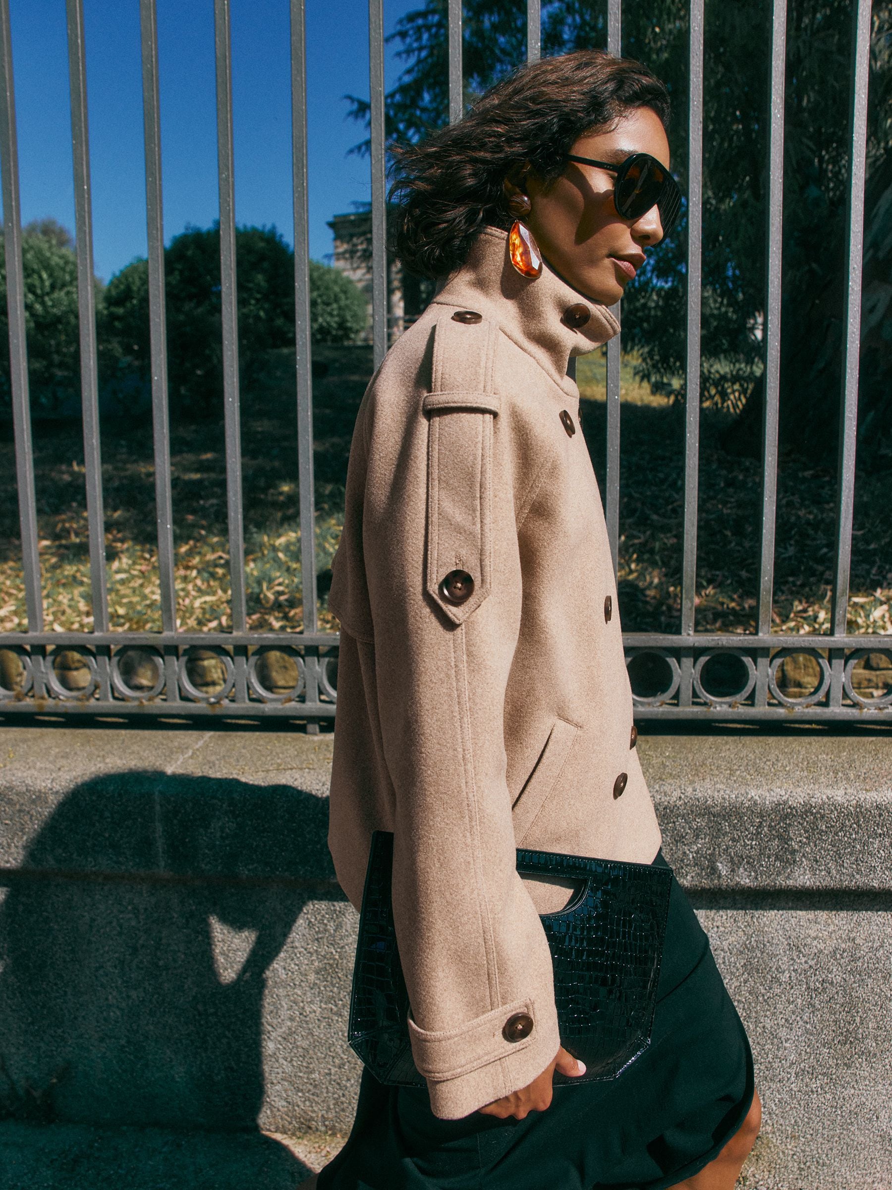 Friends Like These Neutral Cosy Funnel Neck Short Jacket - Size 6