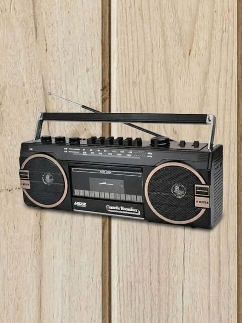 Portable Retro Boombox with Cassette Player, Bluetooth, AM/FM Radio, USB & SD Card