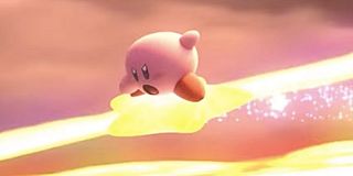 Kirby and his star, ready to warp.