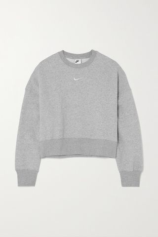 Phoenix Oversized Cropped Embroidered Cotton-Blend Jersey Sweatshirt