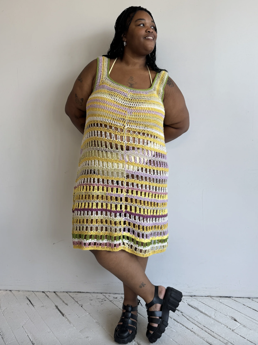 Flower Boy Ted, Flower Boy Ted - Yellow Crochet Dress 