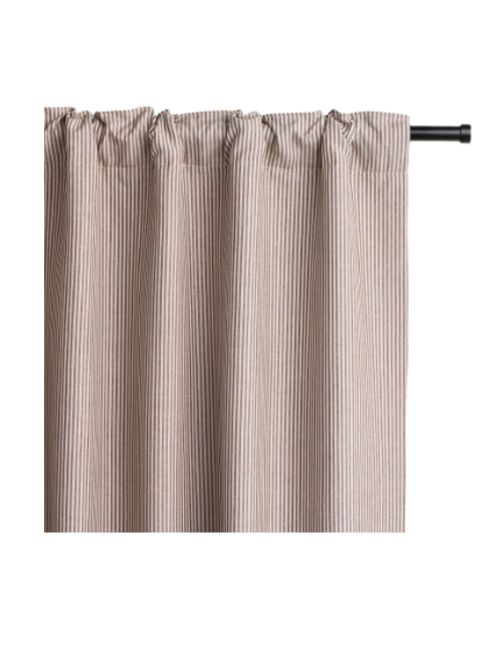 Brown Stripe Organic Cotton Linen Window Curtain Panel