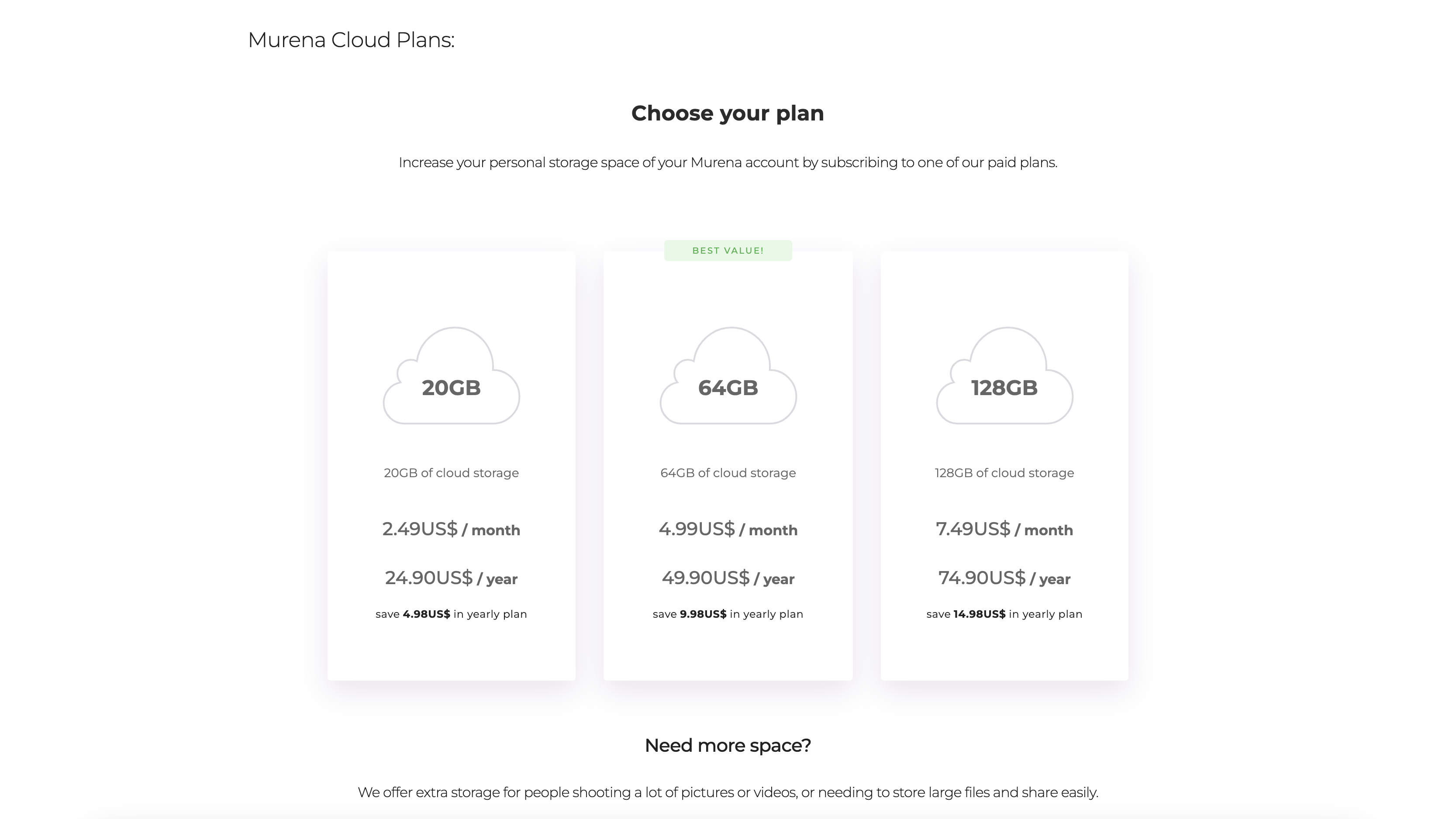 Preços do Murena Cloud em janeiro de 2023