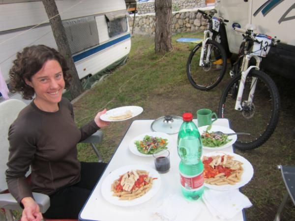 Mary and Mike enjoy another lovely meal out of the RV