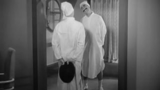 Groucho Marx smiling during the mirror scene in Duck Soup.
