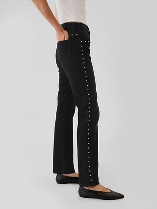 High Rise Studded &apos;90s Straight Jeans