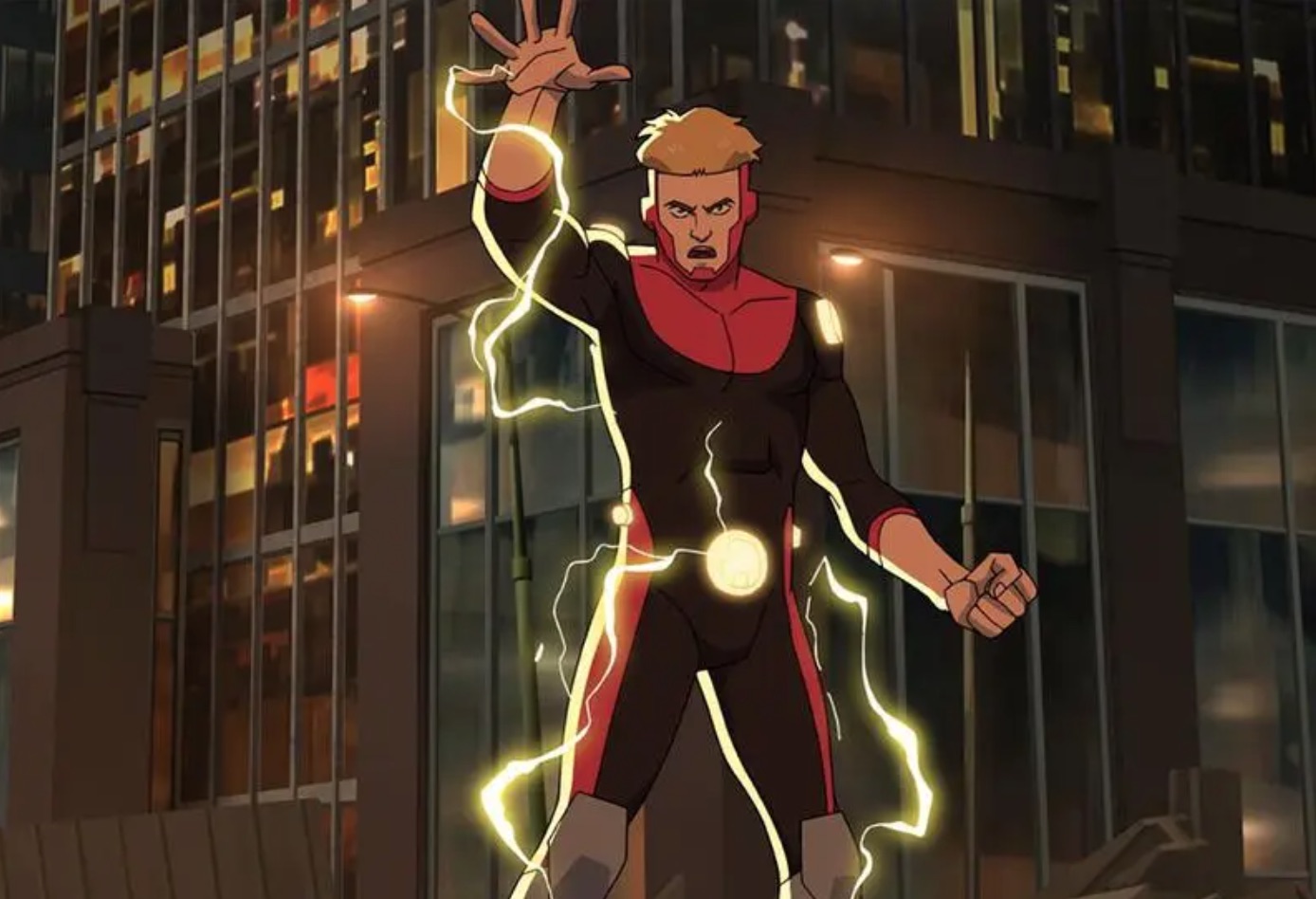 A costumed superhero with electricity powers