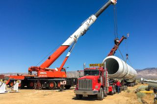 The solid rocket motors for the California Science Center’s vertical display of the space shuttle Endeavour will remain at the Mojave Air and Space Port until the science center's new Samuel Oschin Air and Space Center in Los Angeles is ready.
