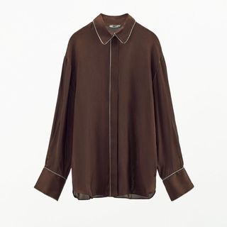 Zara brown satin shirt