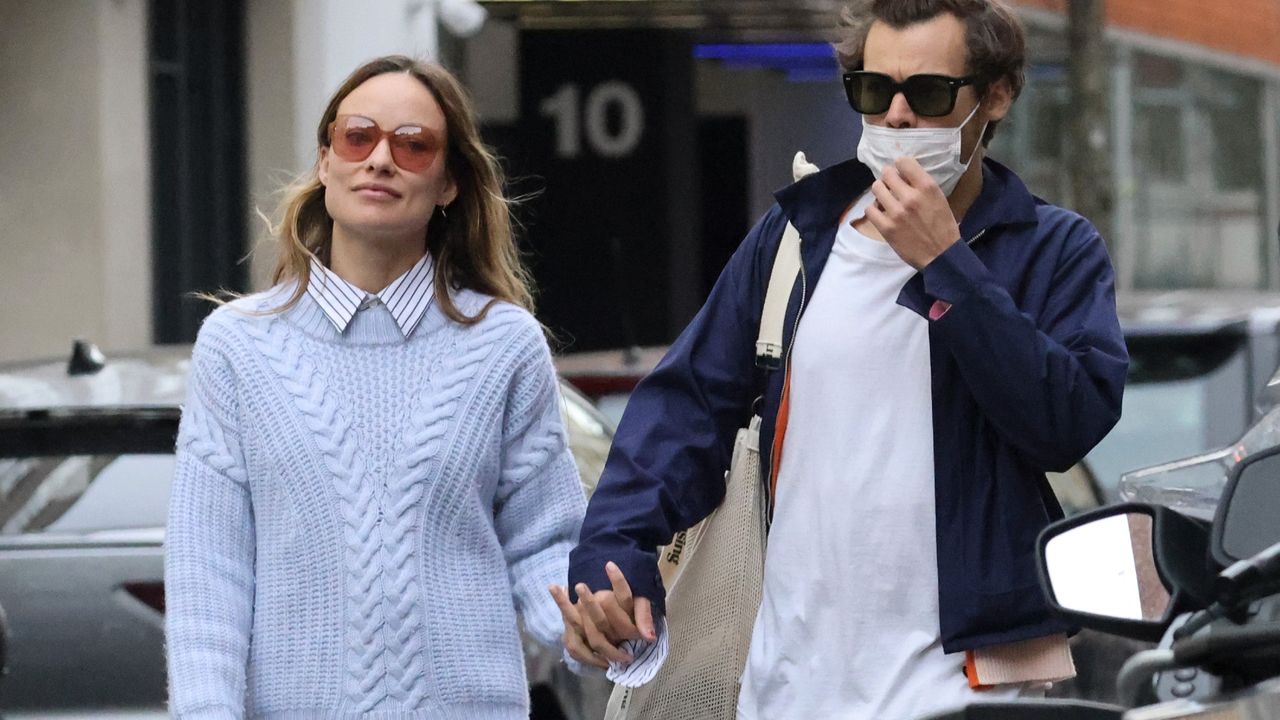 Harry Styles and Olivia Wilde are seen in Soho on March 15, 2022 in London, England