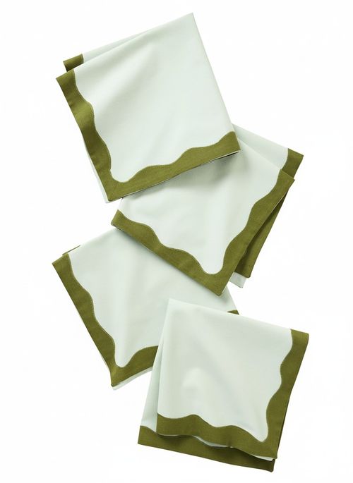 Ruby Scallop-Border Napkins, Set of 4