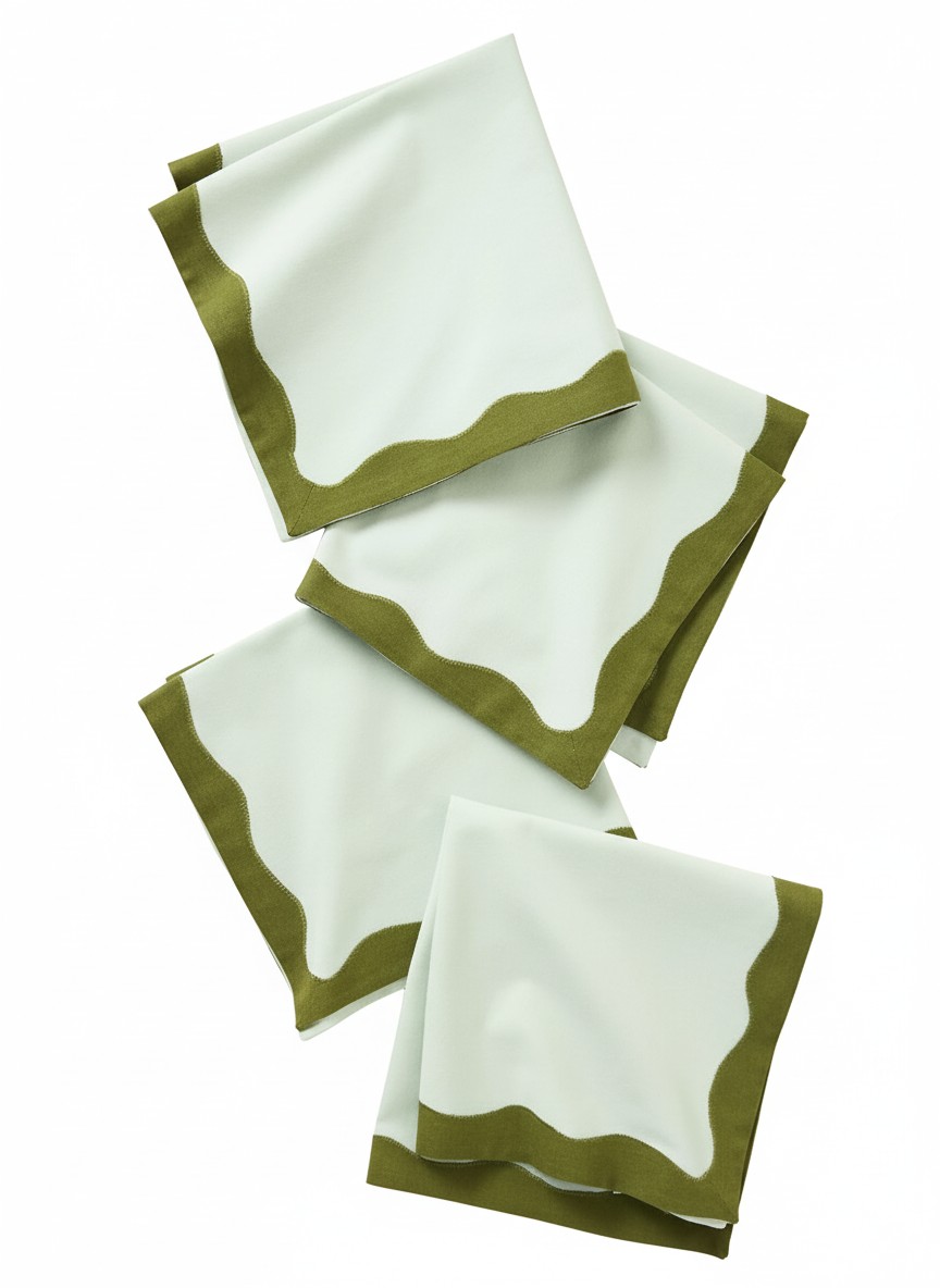 Ruby Scallop-Border Napkins, Set of 4
