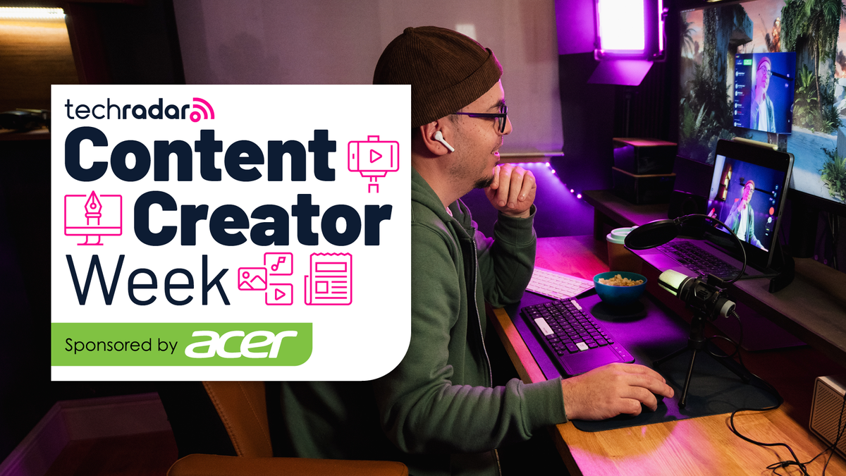 Young adult man playing video game on computer at home illuminated by neon lights