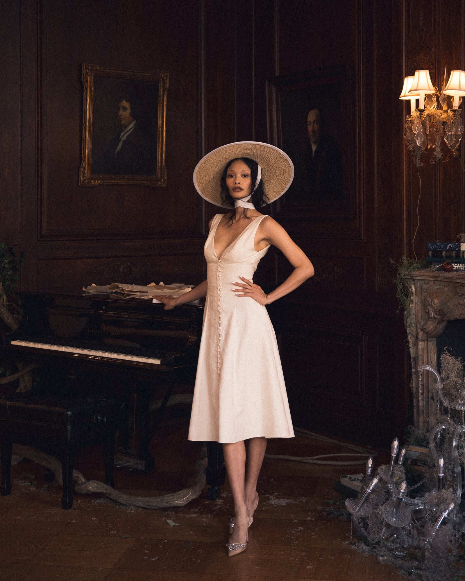 Photo of Mirror Palais model wearing Gigi Burris hat.