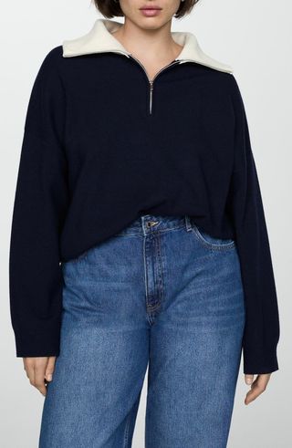 Contrast Half Zip Sweater