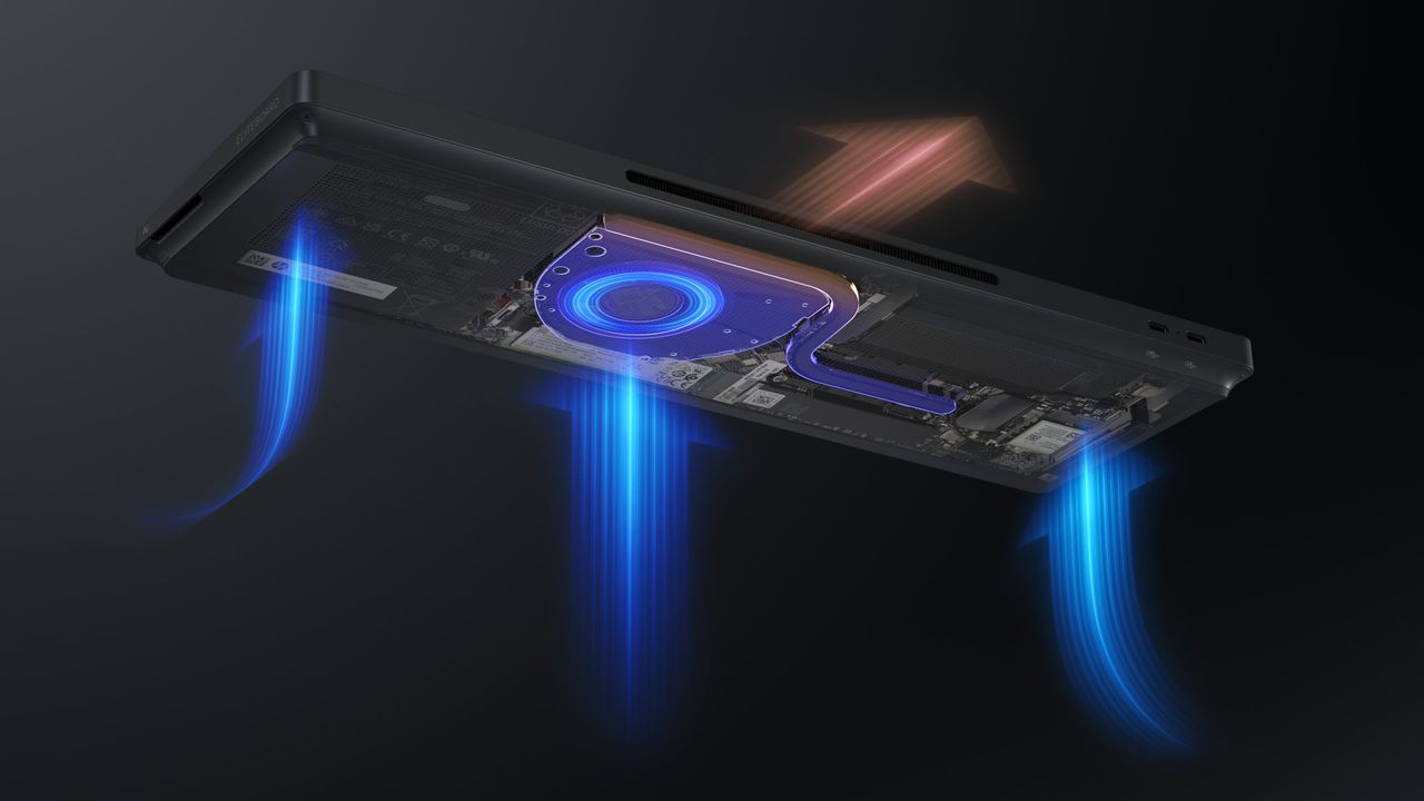 A promotional image for the HP EliteBoard G1a AI PC