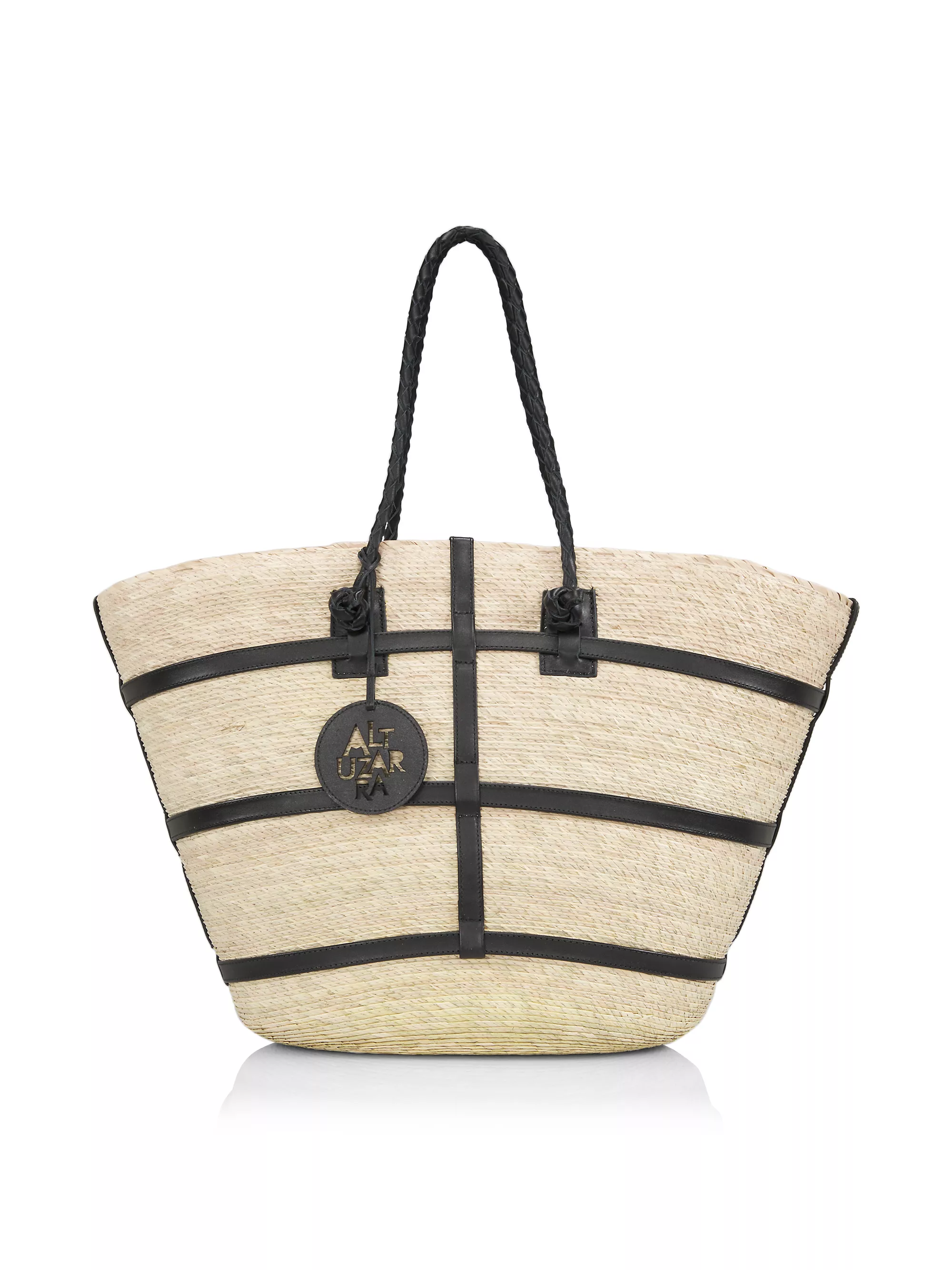 Watermill Leather-Trimmed Straw Tote