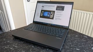 ASUS Zenbook Duo (2024) UX8406 on a marble countertop
