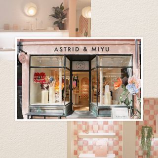 Pictures of an Astrid & Miyu store showing the store front and interior design.