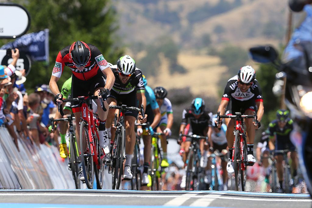 Rohan Dennis (BMC) leads the chasers home