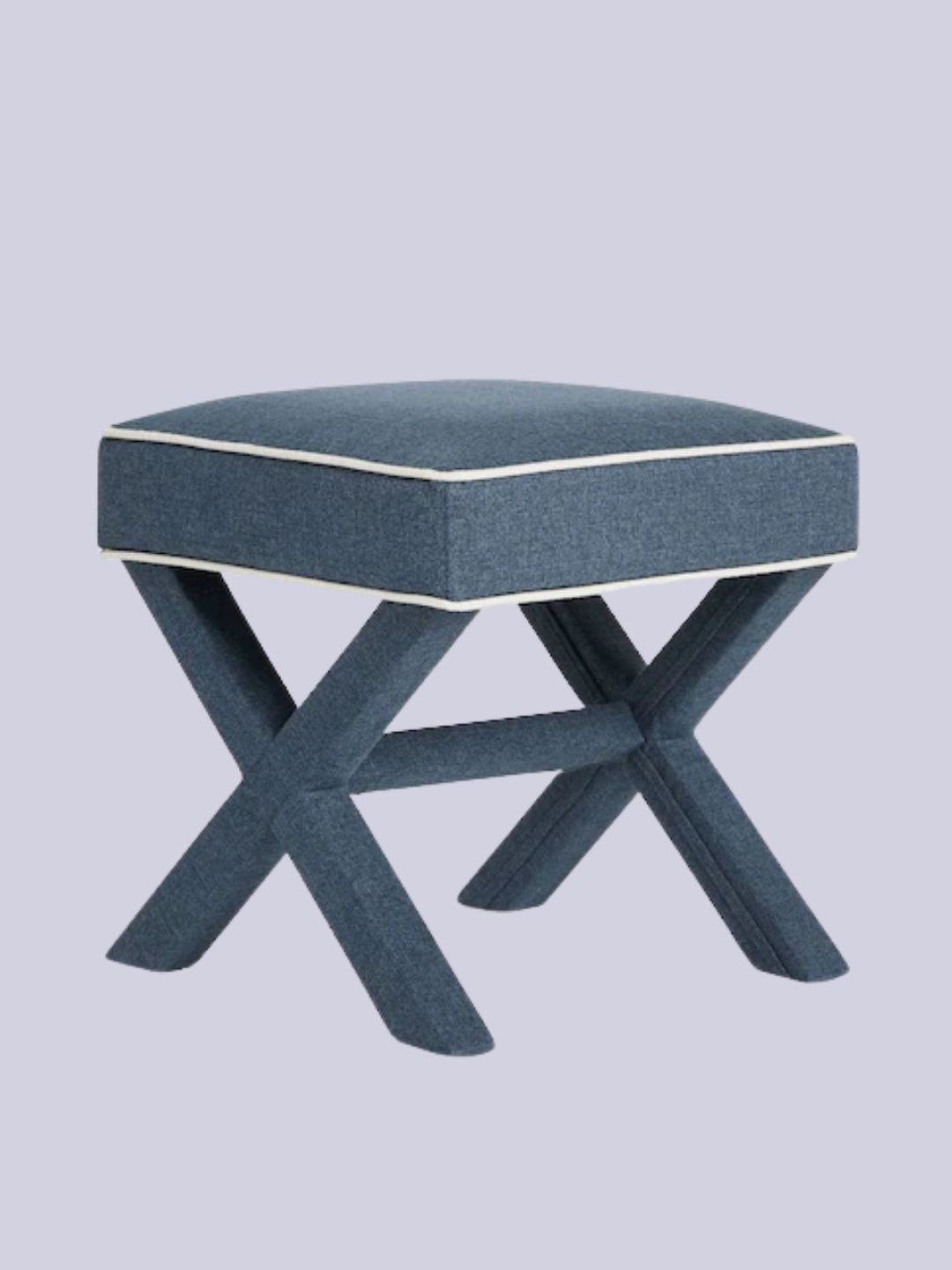 Nina Campbell, Clabon Indigo Blue Rosebury Square Footstool