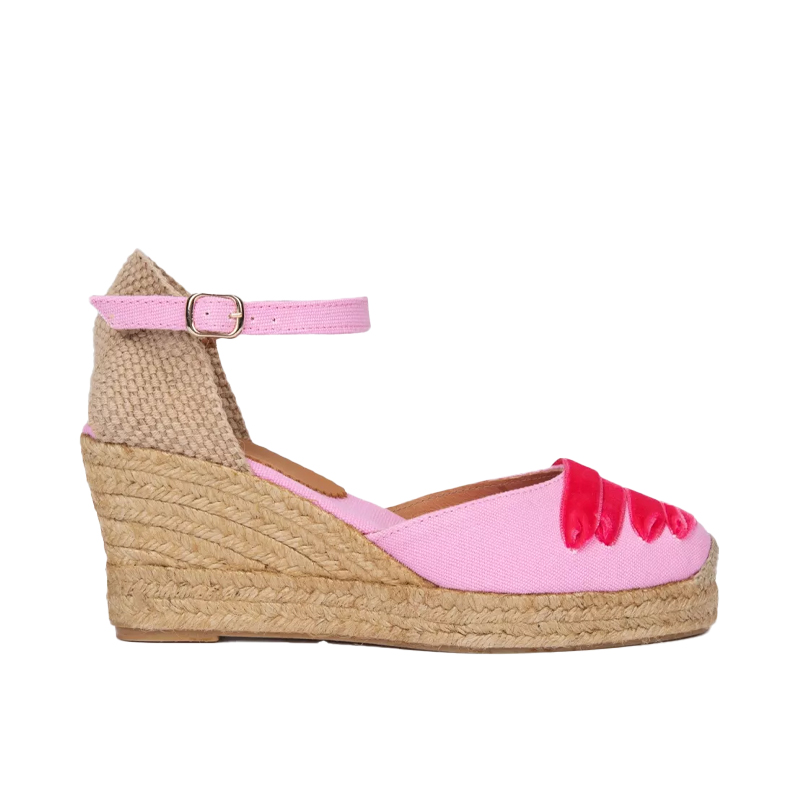 Penelope Chilvers espadrille heels in pink and red