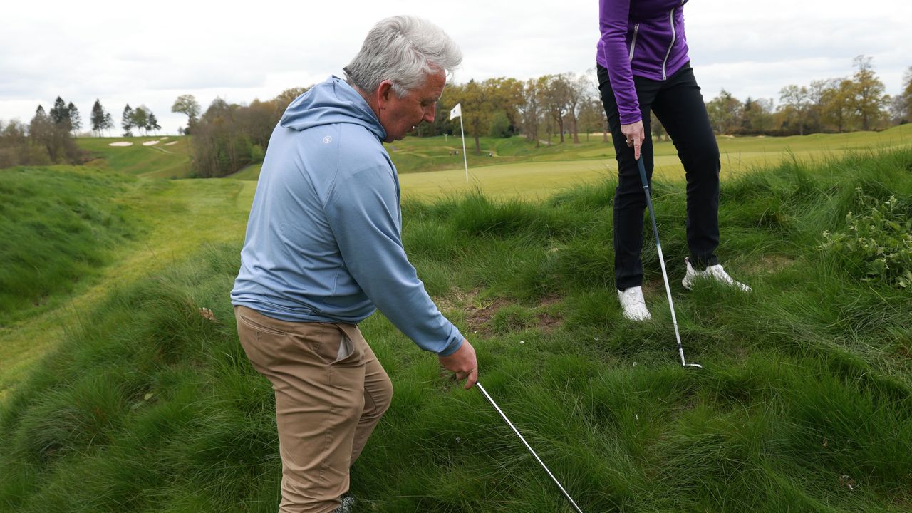 Jezz Ellwood searching for a ball in the rough