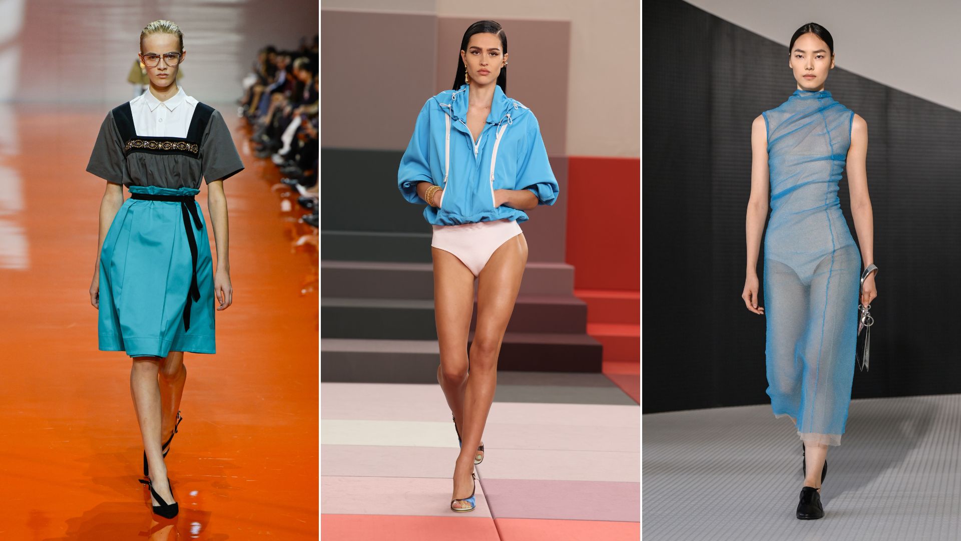 Models wear spring summer fashion colour trends down the runway