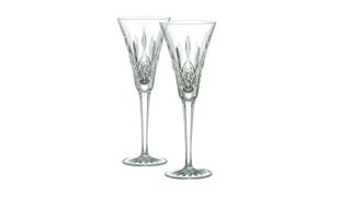 Best Champagne glasses for diamond wedge cuts: Waterford Lismore Toasting Flutes