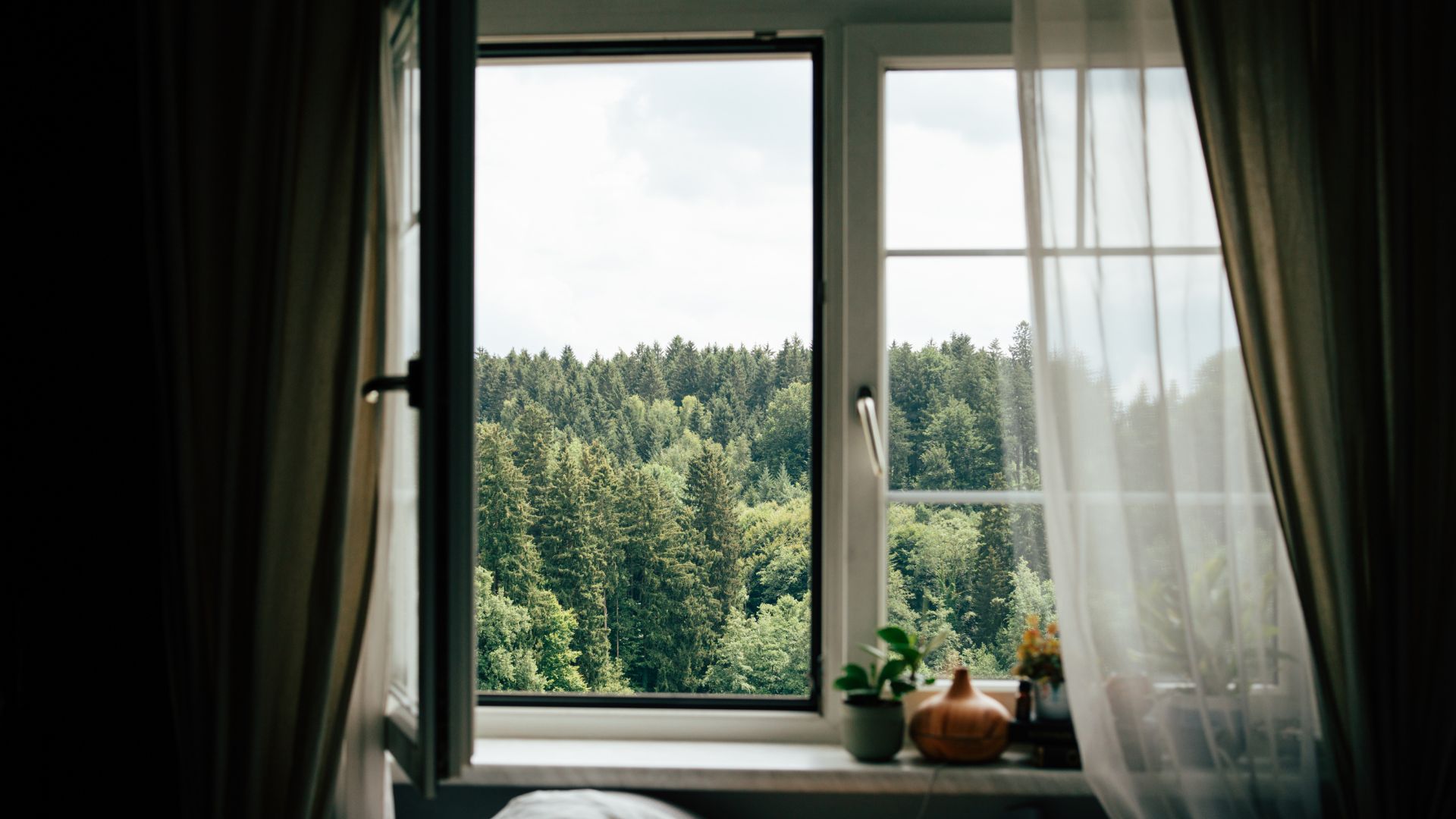open window in bedroom