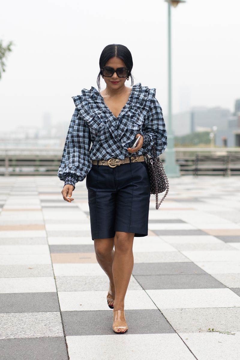 A Ruffle Top and Long Shorts