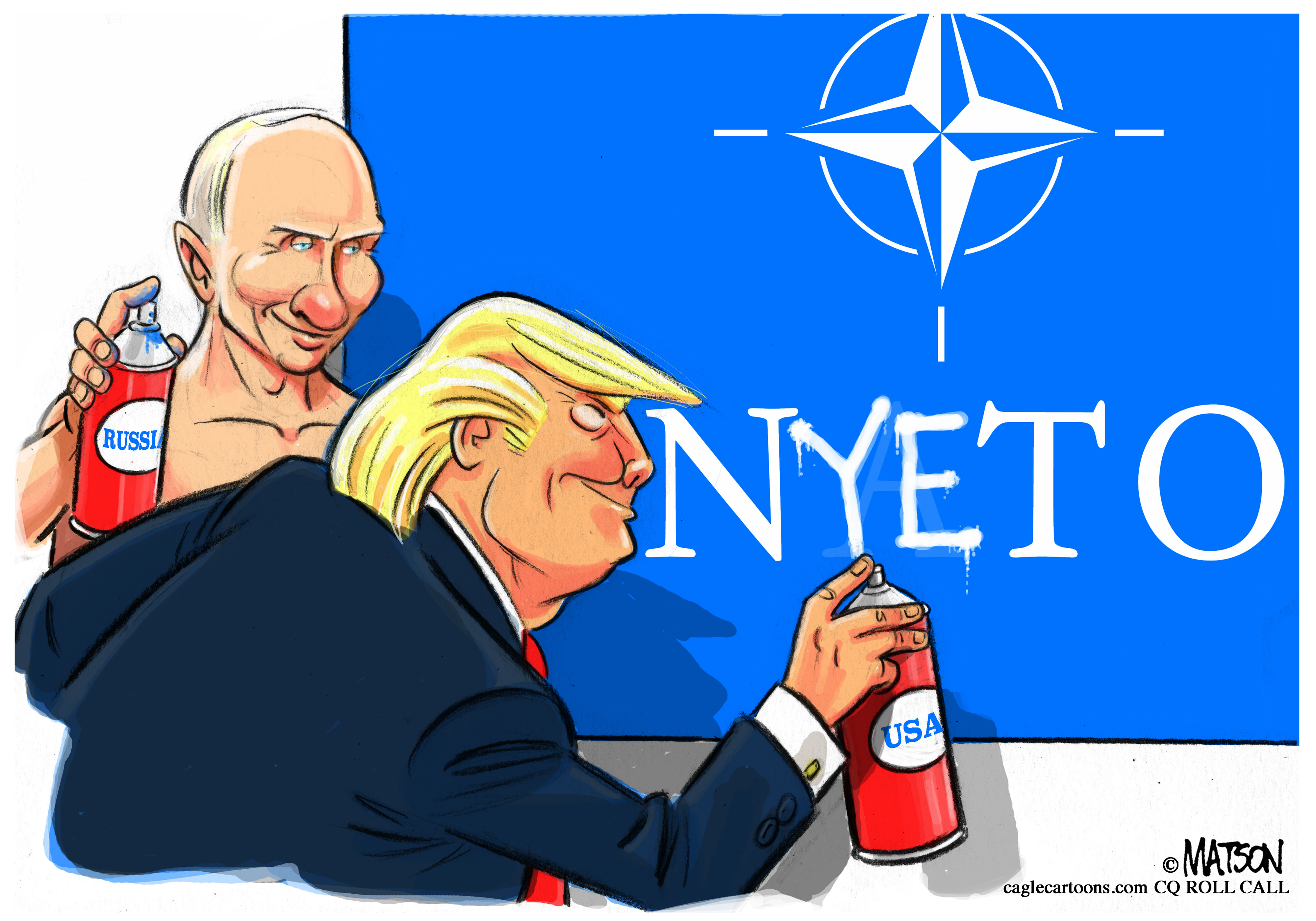 Political Cartoon U.S. NATO summit Trump Putin summit U.S. Russia