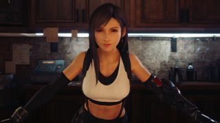 Tifa stand behind the bar at 7th Heaven