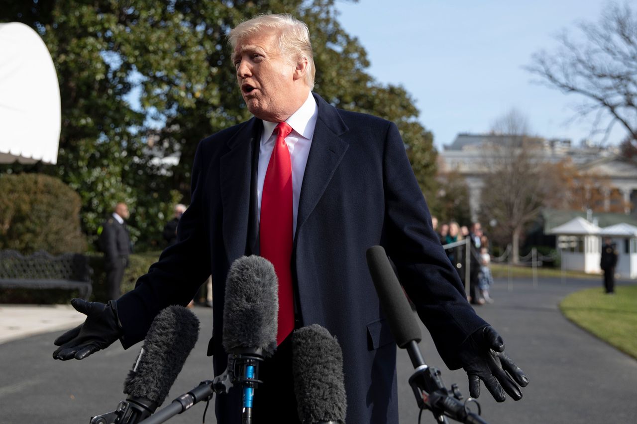 Trump talks to reporters