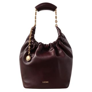 Loewe Squeeze small chain-embellished gathered leather tote