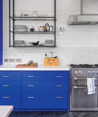 Blue and white kitchen