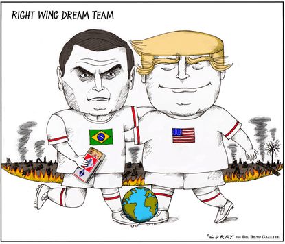 Political Cartoon Right Wing Dream Team Bolsonaro Trump