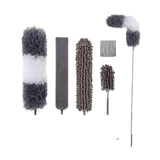 A set of grey extendable cleaning tools