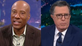 Byron Allen and Stephen Colbert split image. 