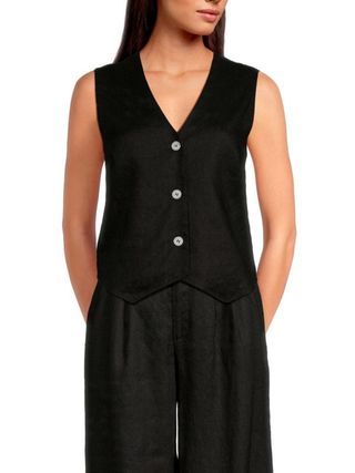 Saks Fifth Avenue, Solid 100% Linen Vest