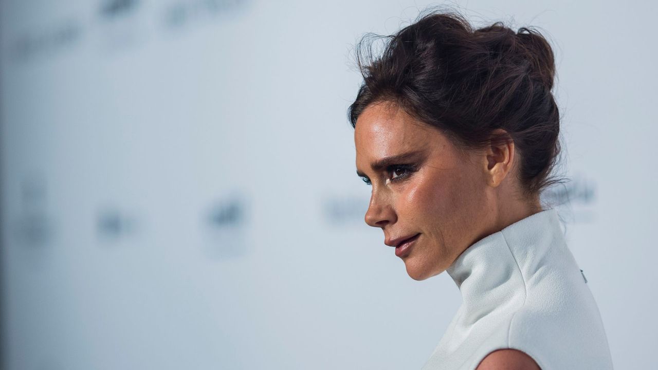 Victoria Beckham&#039;s sofa - listing image of victoria on a red carpet with just a picture of her side profile