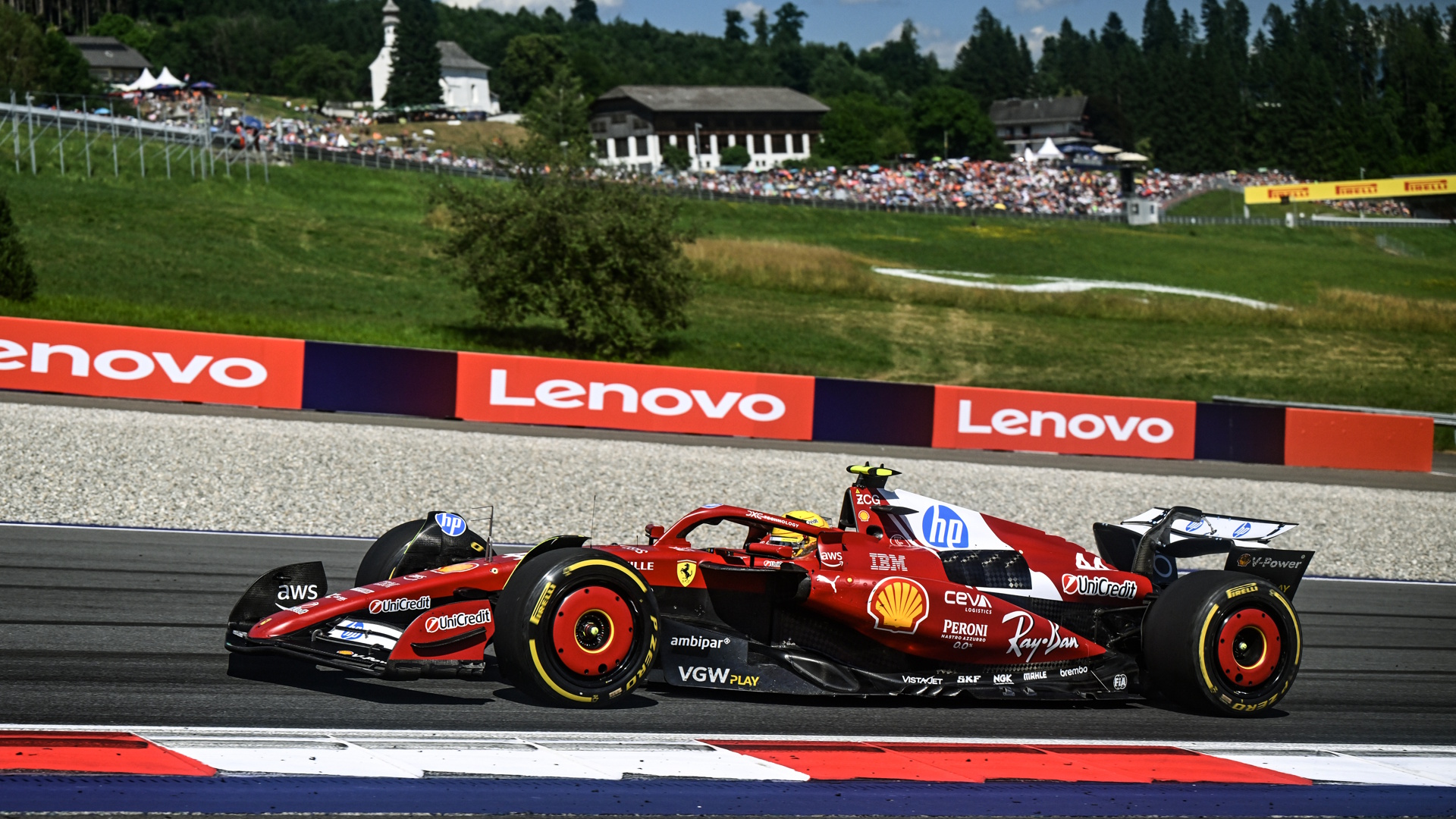 Lewis Hamilton driving the Ferrari during the FIA Formula One World Championship F1 Austria Grand Prix in Spielberg, Austria.