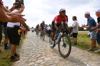 Nairo Quintana (Arkea-Samsic) floats over the cobbles on stage 5 of the Tour de France